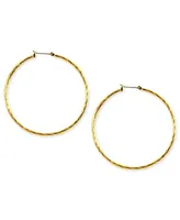 Anne Klein Gold-tone Textured Hoop Earrings, 2"