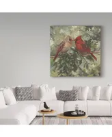 Mary Miller Veazie 'Kissing Cardinals' Canvas Art - 35" x 35"