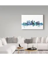 Michael Tompsett 'Atlanta Georgia Blue Teal Skyline' Canvas Art - 47" x 30"