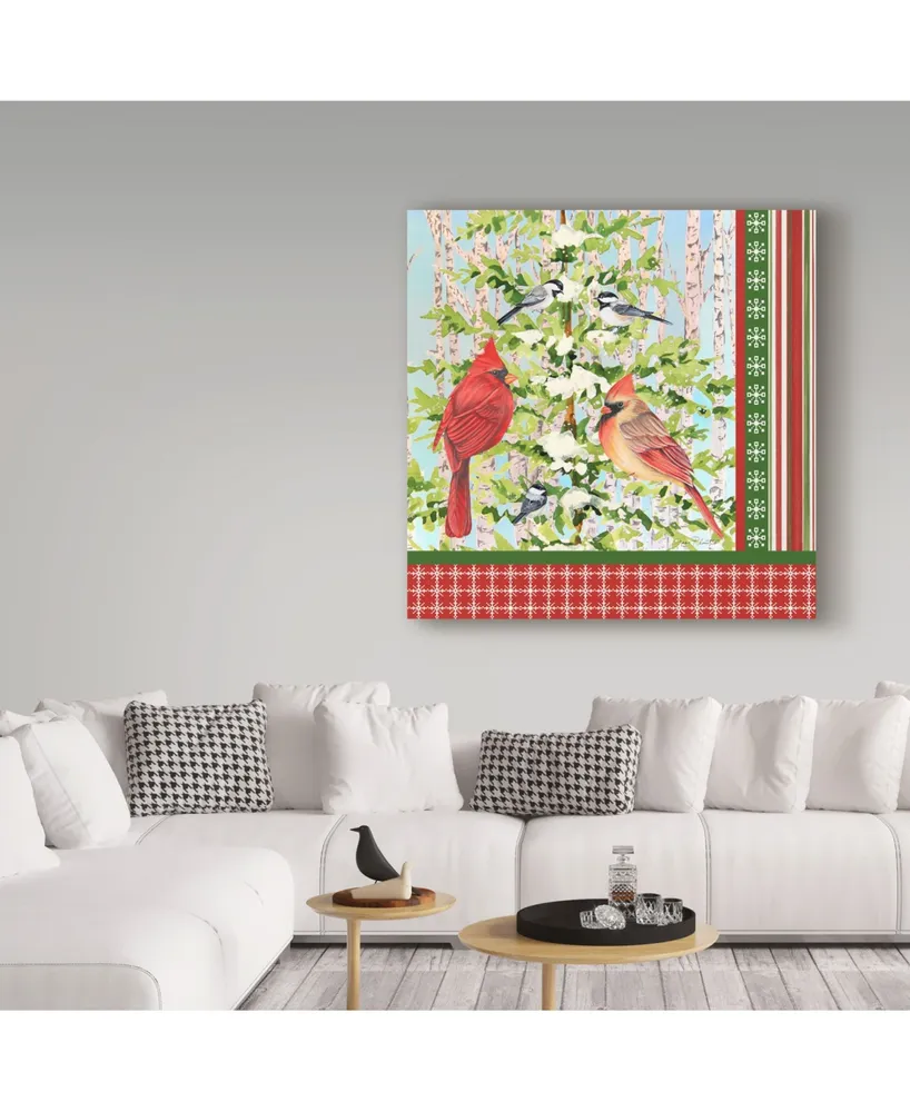 Jean Plout 'Christmas Birds 2' Canvas Art - 18" x 18"