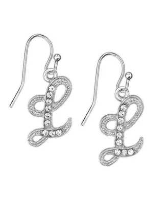 2028 Silver Tone Crystal Initial Wire Earring