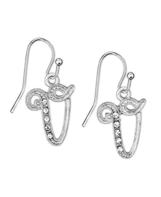 2028 Silver Tone Crystal Initial Wire Earring