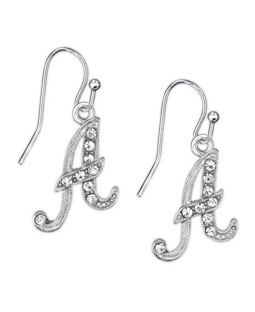 2028 Silver Tone Crystal Initial Wire Earring