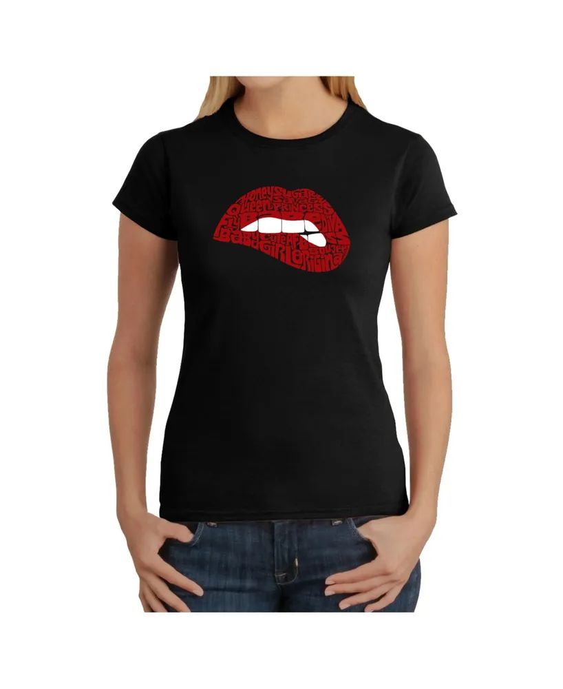 Women's Word Art T-Shirt - Savage Lips