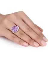 Amethyst (7-3/4 ct.t.w.) and White Topaz (1/20 Split Shank Cocktail Ring Sterling Silver