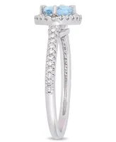 Aquamarine (5/8 ct.t.w.) and Diamond (1/4 Halo Ring 10k White Gold