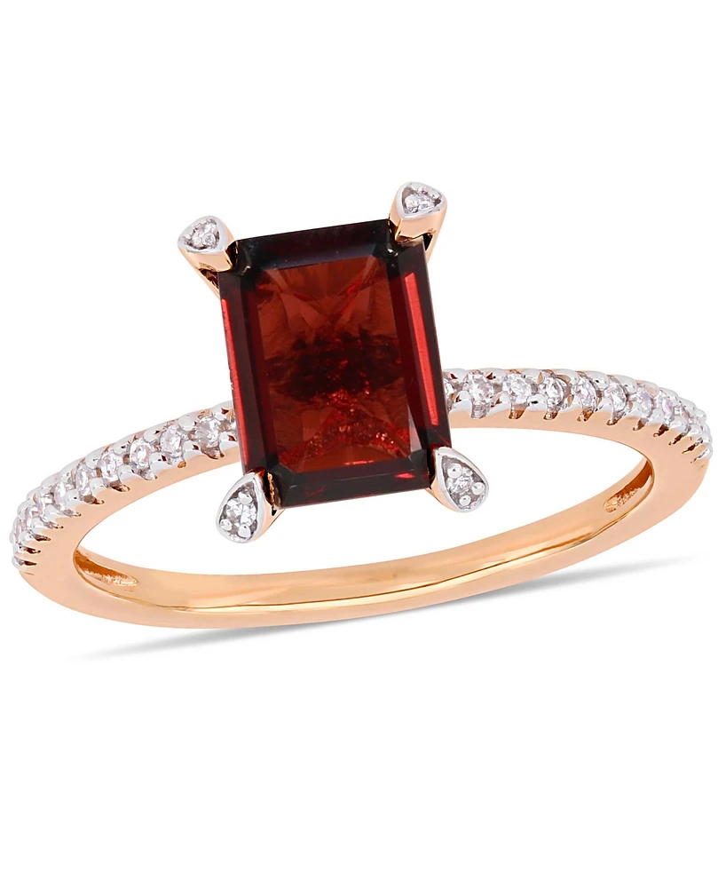 Garnet ( ct.t.w.) and Diamond (1/10 Ring 10k Rose Gold