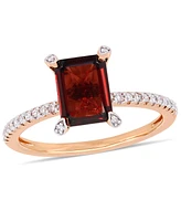 Garnet ( ct.t.w.) and Diamond (1/10 Ring 10k Rose Gold