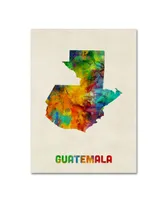 Michael Tompsett 'Guatemala Watercolor Map' Canvas Art - 14" x 19"