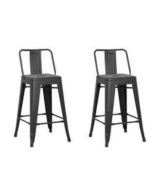 Ac Pacific Industrial Metal Barstools with Bucket Back and 4 Legs