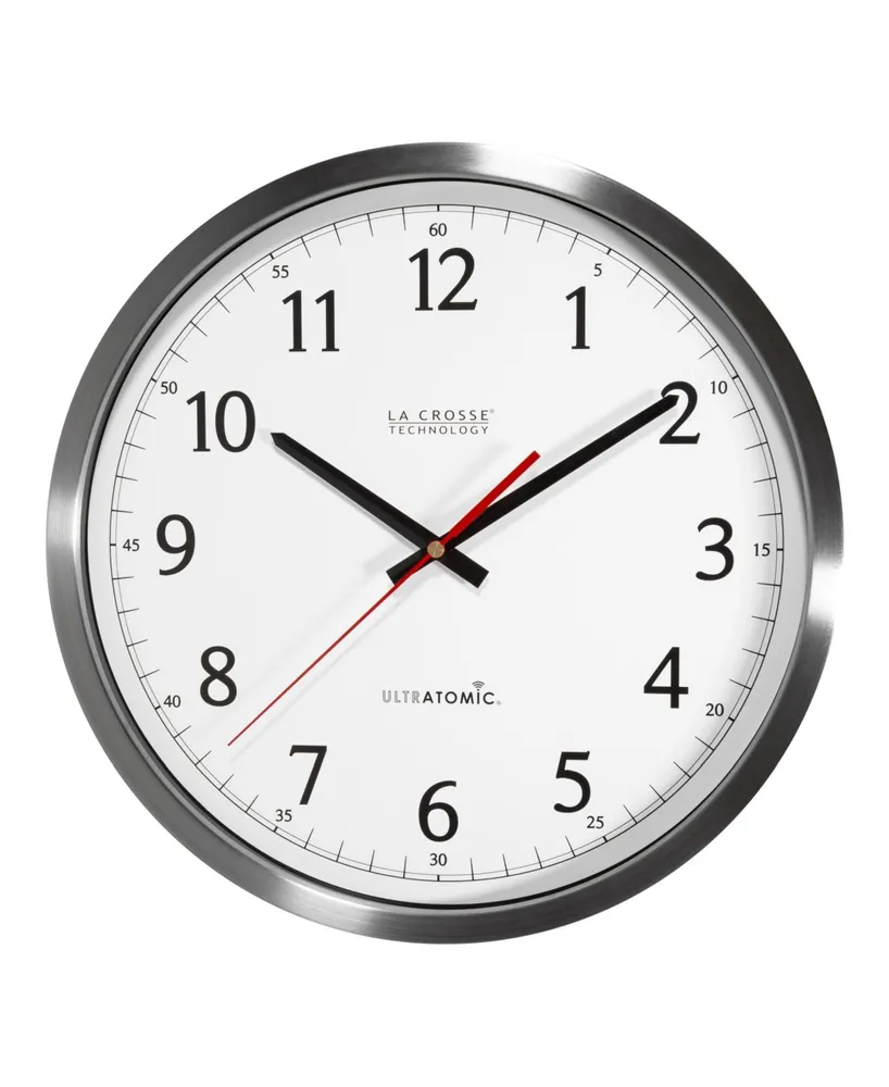 La Crosse Technology 14" UltrAtomic Analog Stainless Steel Wall Clock