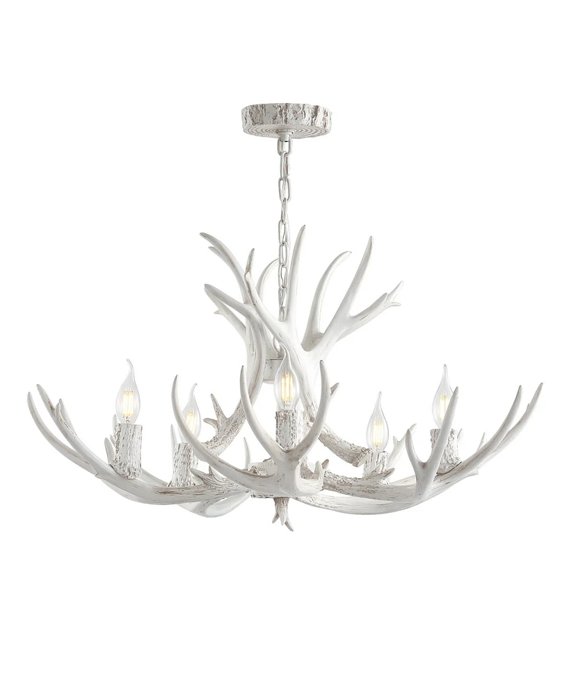 Jonathan Y Eldora 30" Adjustable Resin Antler 5-Light Led Chandelier