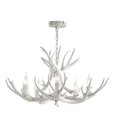 Jonathan Y Eldora 30" Adjustable Resin Antler 5-Light Led Chandelier