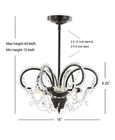 Jonathan Y Caroline 16" Metal/Crystal Led Adjustable Pendant