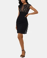 B&A by Betsy & Adam Ruched Lace Sheath Dress