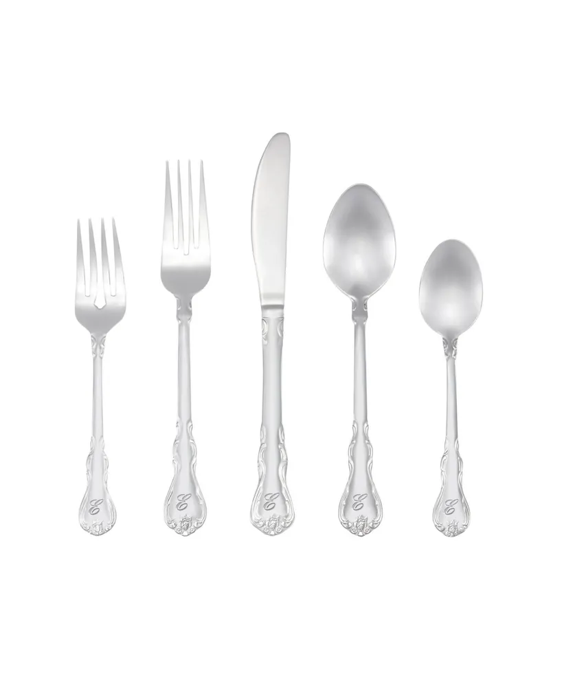 Riverridge Bouquet 46 Piece Monogrammed Flatware Set - E, Service for 8