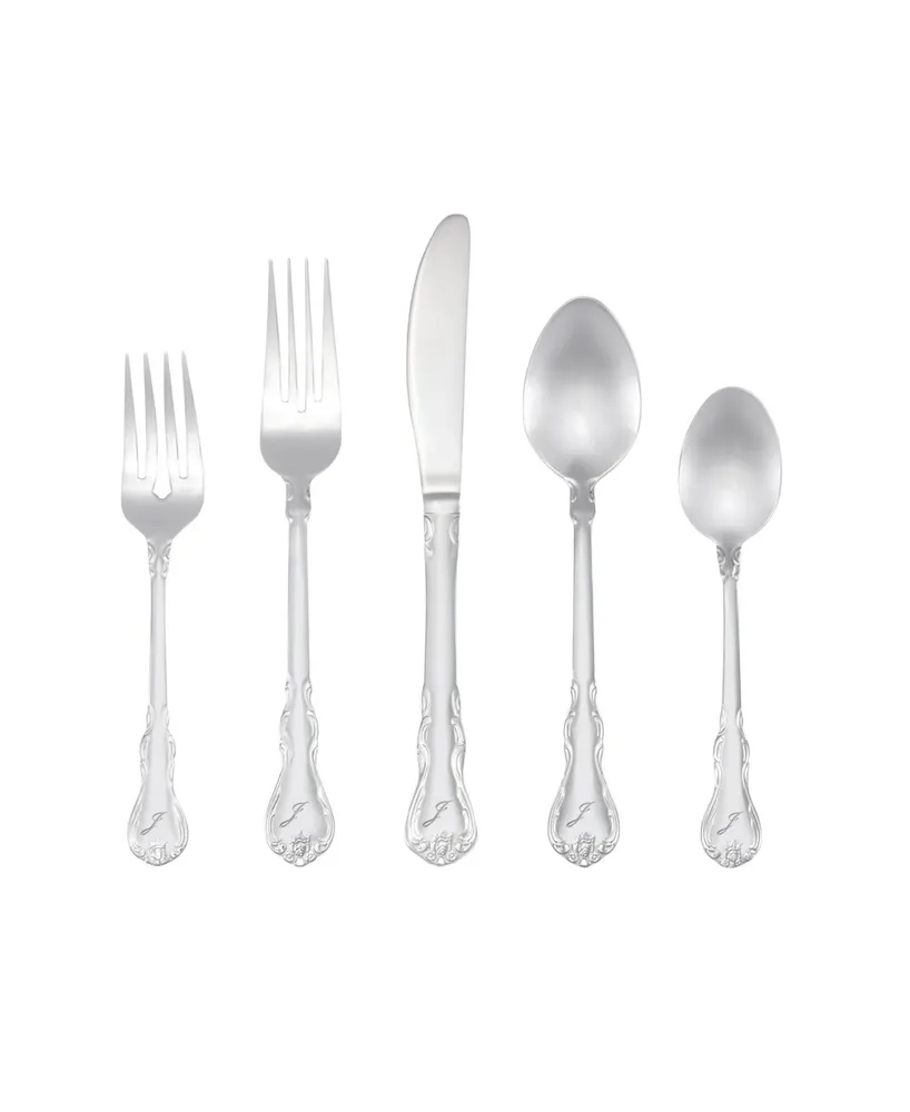 Riverridge Bouquet 46 Piece Monogrammed Flatware Set - J, Service for 8