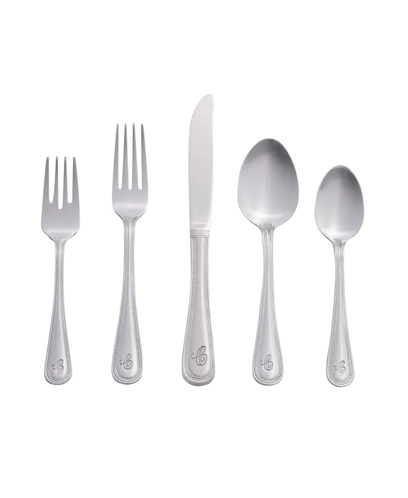 Riverridge Beaded 46 Piece Monogrammed Flatware Set - C, Service for 8