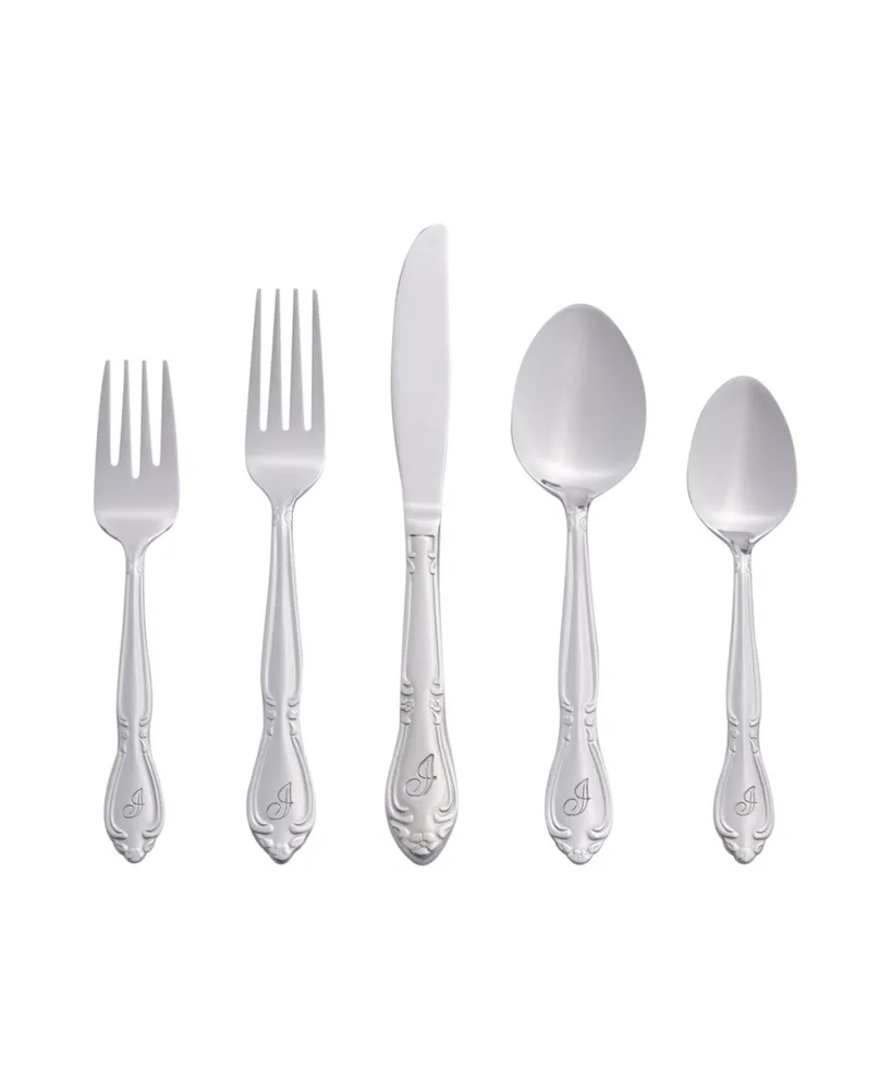 Riverridge Rose 46 Piece Monogrammed Flatware Set - I, Service for 8