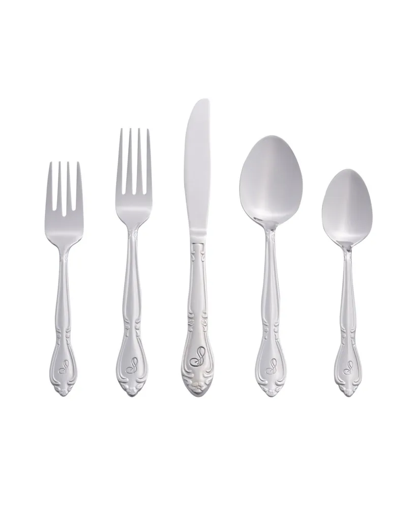 Riverridge Rose 46 Piece Monogrammed Flatware Set - S, Service for 8