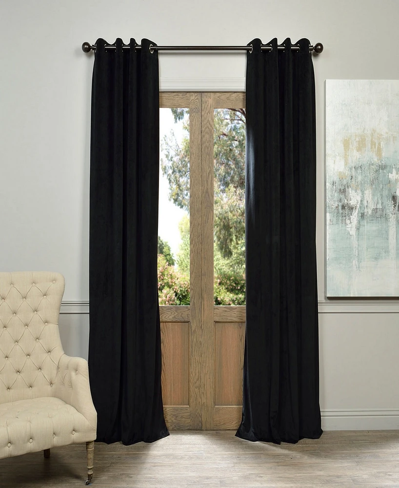 Half Price Drapes Warm Black Grommet Signature Velvet Blackout Curtain