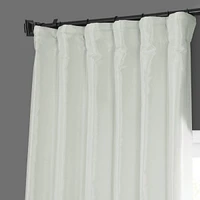 Half Price Drapes Eggshell Solid Faux Silk Taffeta Room Darkening Curtain