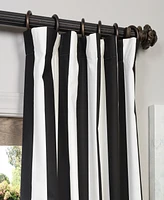 Half Price Drapes Cabana Black Striped Printed Cotton Room Darkening Curtain