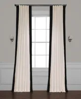 Half Price Drapes Fresh Popcorn & Black Bordered Vertical Printed Cotton Curtain