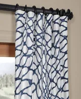 Half Price Drapes Ellis Blue Abstract Printed Cotton Room Darkening Curtain