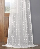 Half Price Drapes Strasbourg Dot Cream Geometric Patterned Faux Linen Sheer Curtain