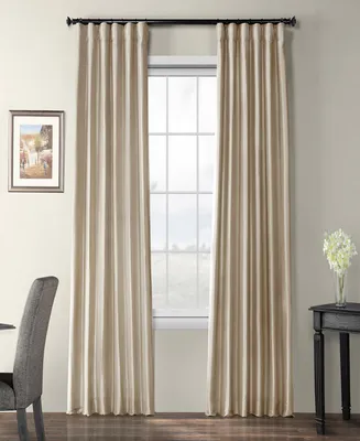 Half Price Drapes Antique Beige Faux Silk Taffeta Blackout Curtain