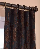 Half Price Drapes Magdelena Black & Copper Damask Faux Silk Jacquard Room Darkening Curtain