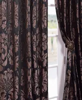 Half Price Drapes Astoria Black & Pewter Damask Faux Silk Jacquard Room Darkening Curtain