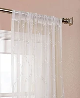 Half Price Drapes Florentina White Embroidered Geometric Sheer Curtain