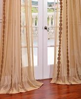 Half Price Drapes Cleopatra Gold Embroidered Striped Sheer Curtain