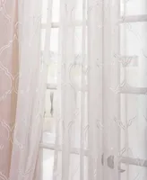 Half Price Drapes Florentina White Embroidered Geometric Sheer Curtain