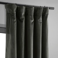 Half Price Drapes Gunmetal Grey Signature Velvet Blackout Curtain