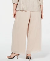 Alex Evenings Plus Wide-Leg Chiffon Pants