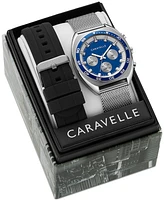 Caravelle Designed by Bulova Men's Chronograph Stainless Steel Mesh Bracelet Watch 40mm Box Set