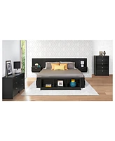 Prepac Series 9 Designer Floating King Headboard with Nightstands