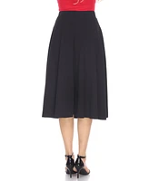 White Mark Flared Midi Skirt with Pockets