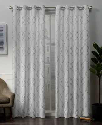 Exclusive Home Belmont Embroidered Woven Blackout Grommet Top Curtain Panel Pair, 52" x 84"