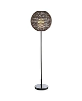 Jonathan Y Bea 61" Outdoor Woven Globe Led Floor Lamp
