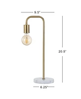 Jonathan Y Axel 20.5" Minimalist Glam Gold Pipe Metal/Marble Led Table Lamp