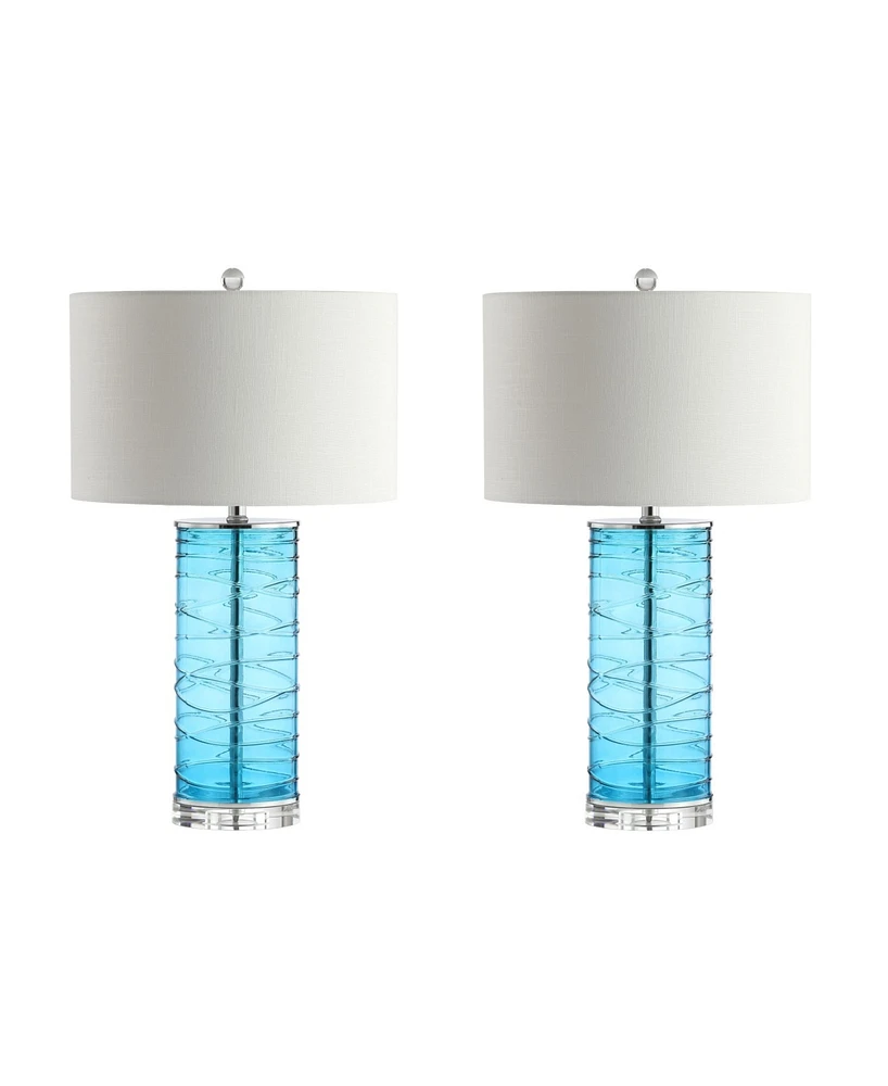 Jonathan Y Cole 27.5" Modern Fused Glass Cylinder Led Table Lamp - Set of 2