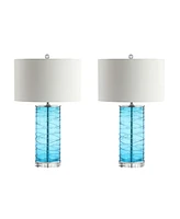 Jonathan Y Cole 27.5" Modern Fused Glass Cylinder Led Table Lamp - Set of 2