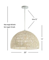 Jonathan Y Campana 20" Woven Rattan Dome Led Pendant