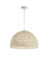 Jonathan Y Campana 20" Woven Rattan Dome Led Pendant