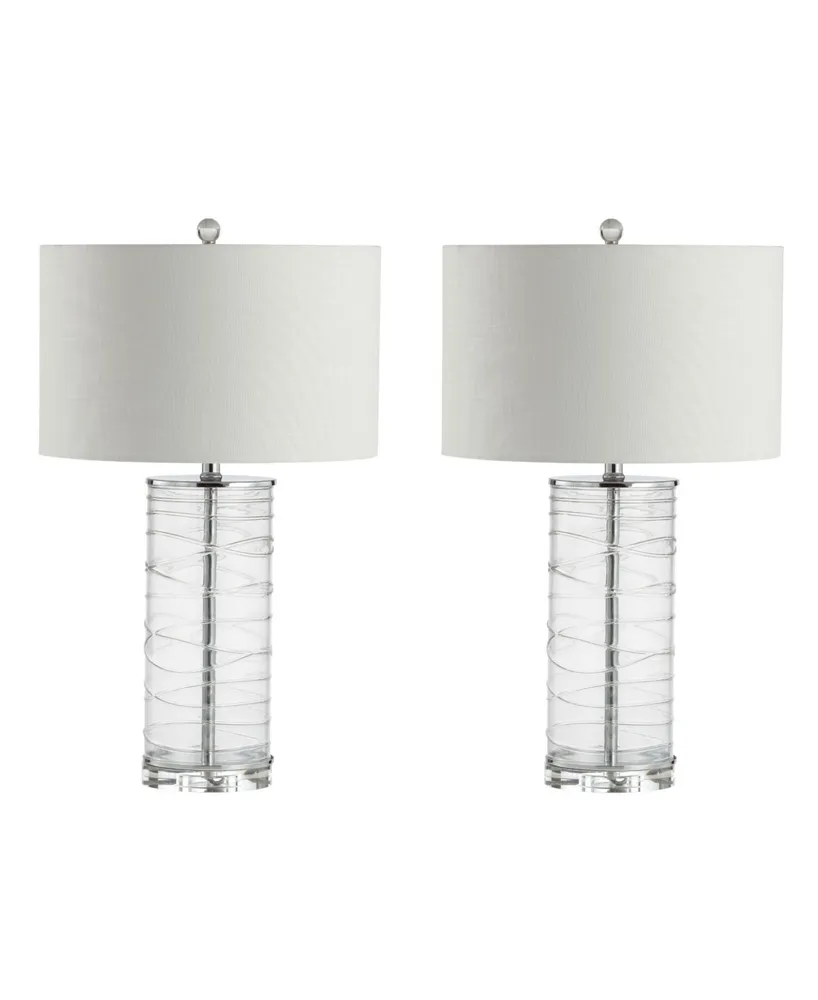 Jonathan Y Cole 27.5" Modern Fused Glass Cylinder Led Table Lamp - Set of 2