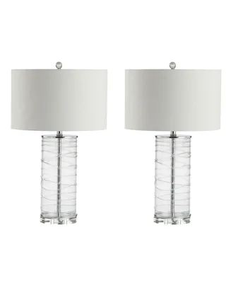 Jonathan Y Cole 27.5" Modern Fused Glass Cylinder Led Table Lamp - Set of 2